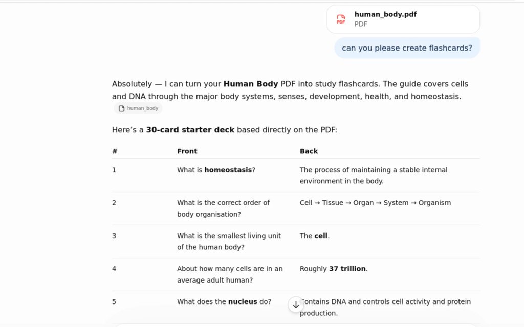 A general AI chat assistant answering a study question in a conversation thread